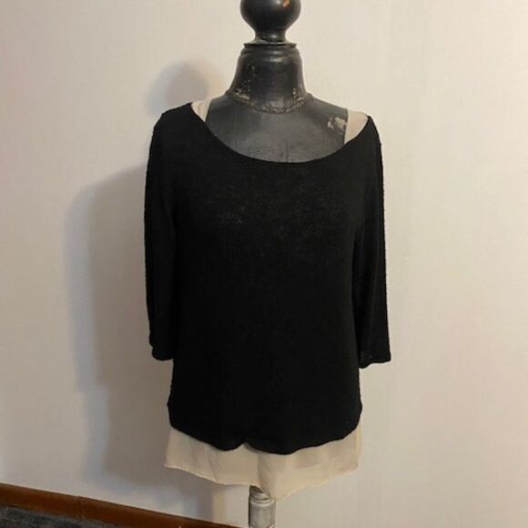 Green Envelope Los Angeles Black/Cream pull over sweater, size 0X - Picture 1 of 3